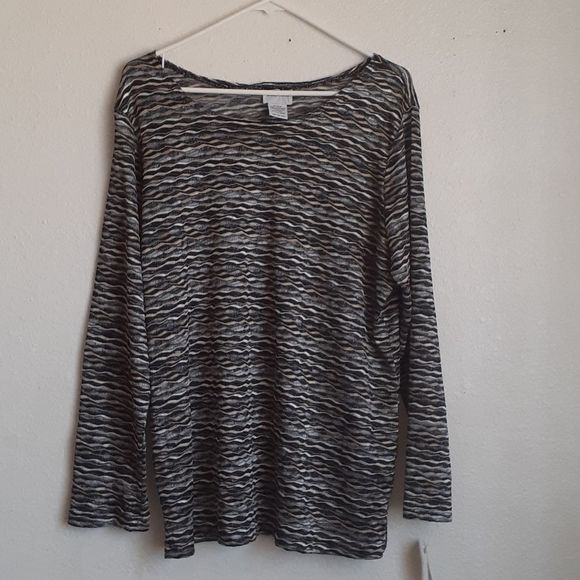 NWT Bon worth blouse L long sleeve black yellow gr - Picture 7 of 10